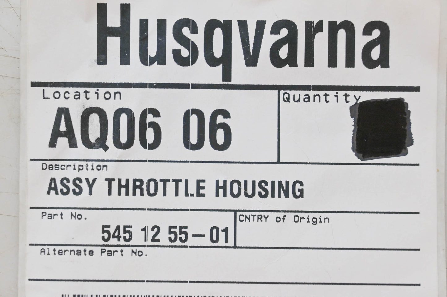 New OEM Husqvarna 545 12 55-01, 545125501 Throttle Housing Assembly NOS