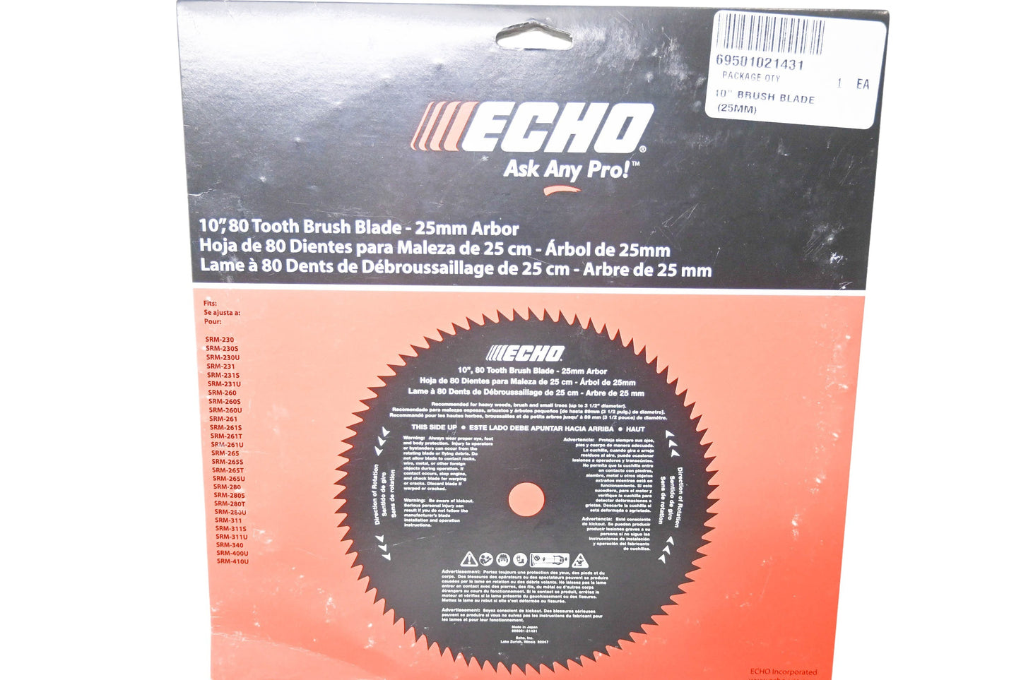 New OEM Echo 69501021431 10" 80 Tooth Brush Blade NOS