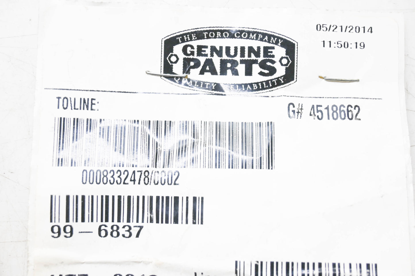 Toro 99-6837 Deck Cable NOS