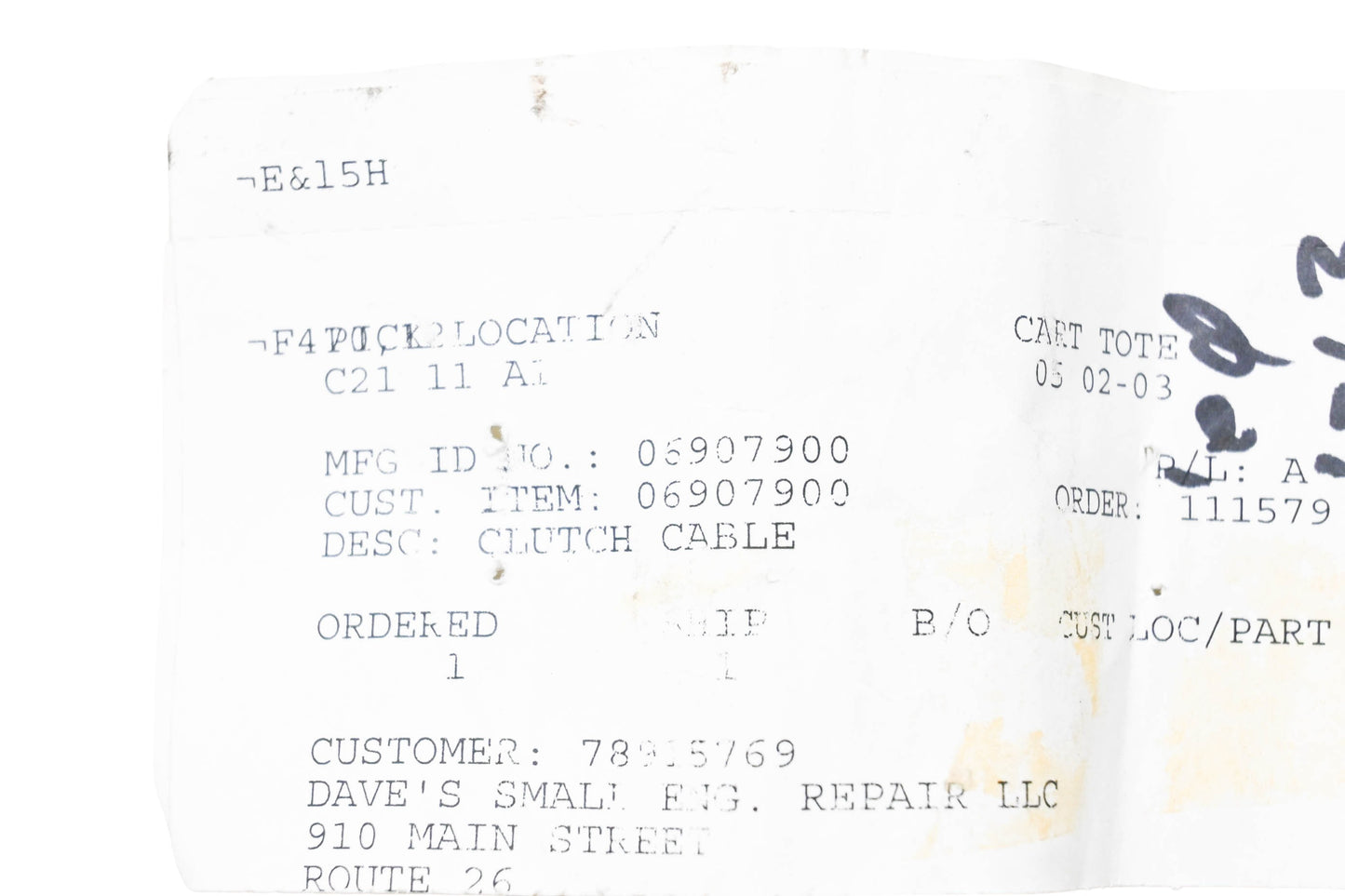 Ariens 06907900 Clutch Cable NOS