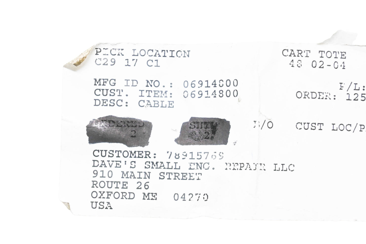 Ariens 06914800 Cable NOS
