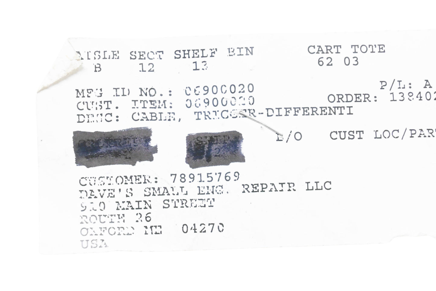 Ariens 06900020 Trigger Differential Cable NOS