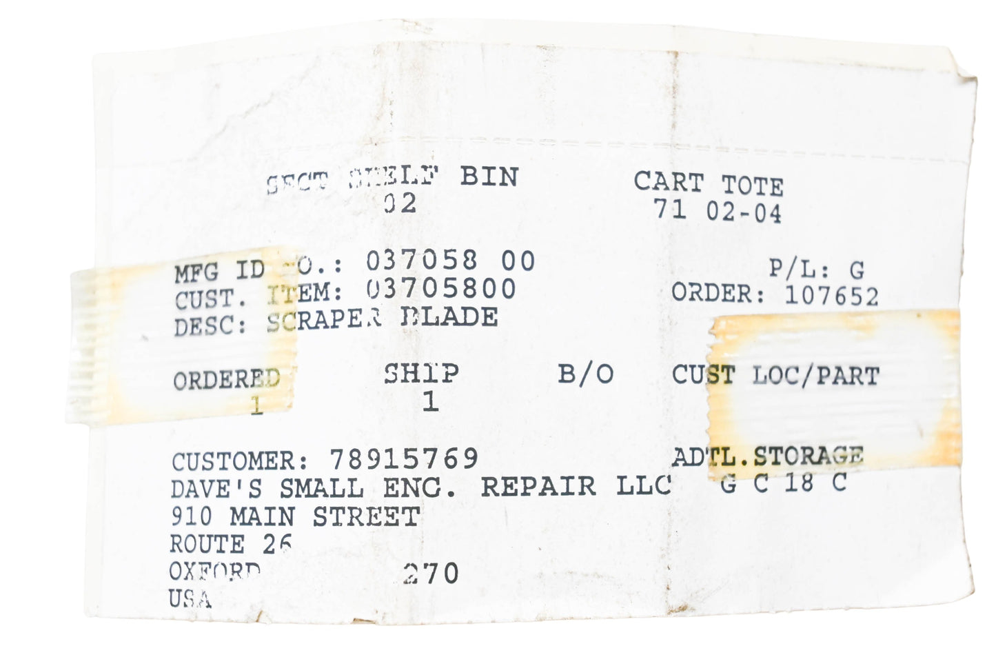 Ariens 03705800 Scraper Blade NOS