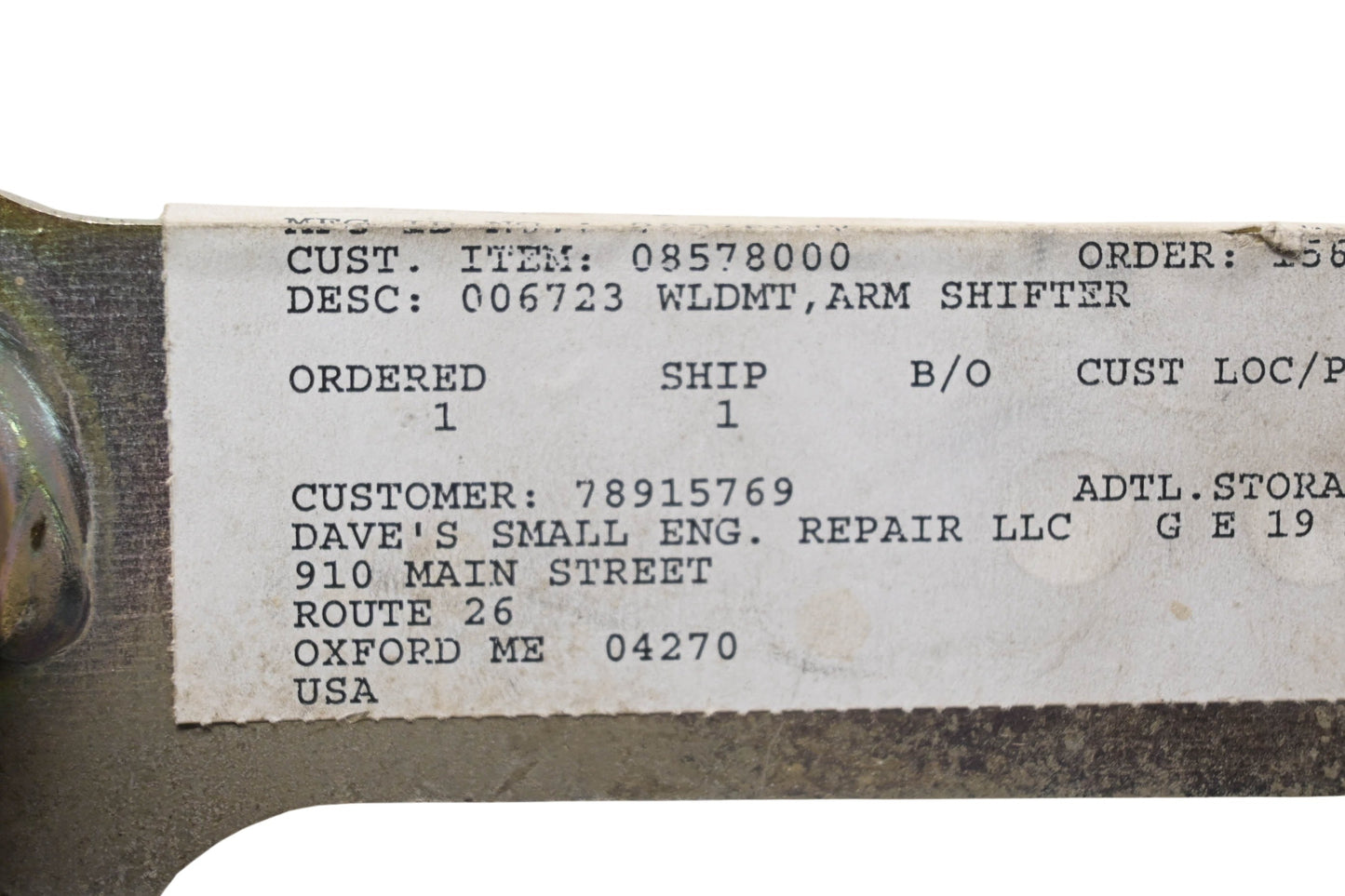 Ariens 08578000 Arm Shifter Weldment NOS