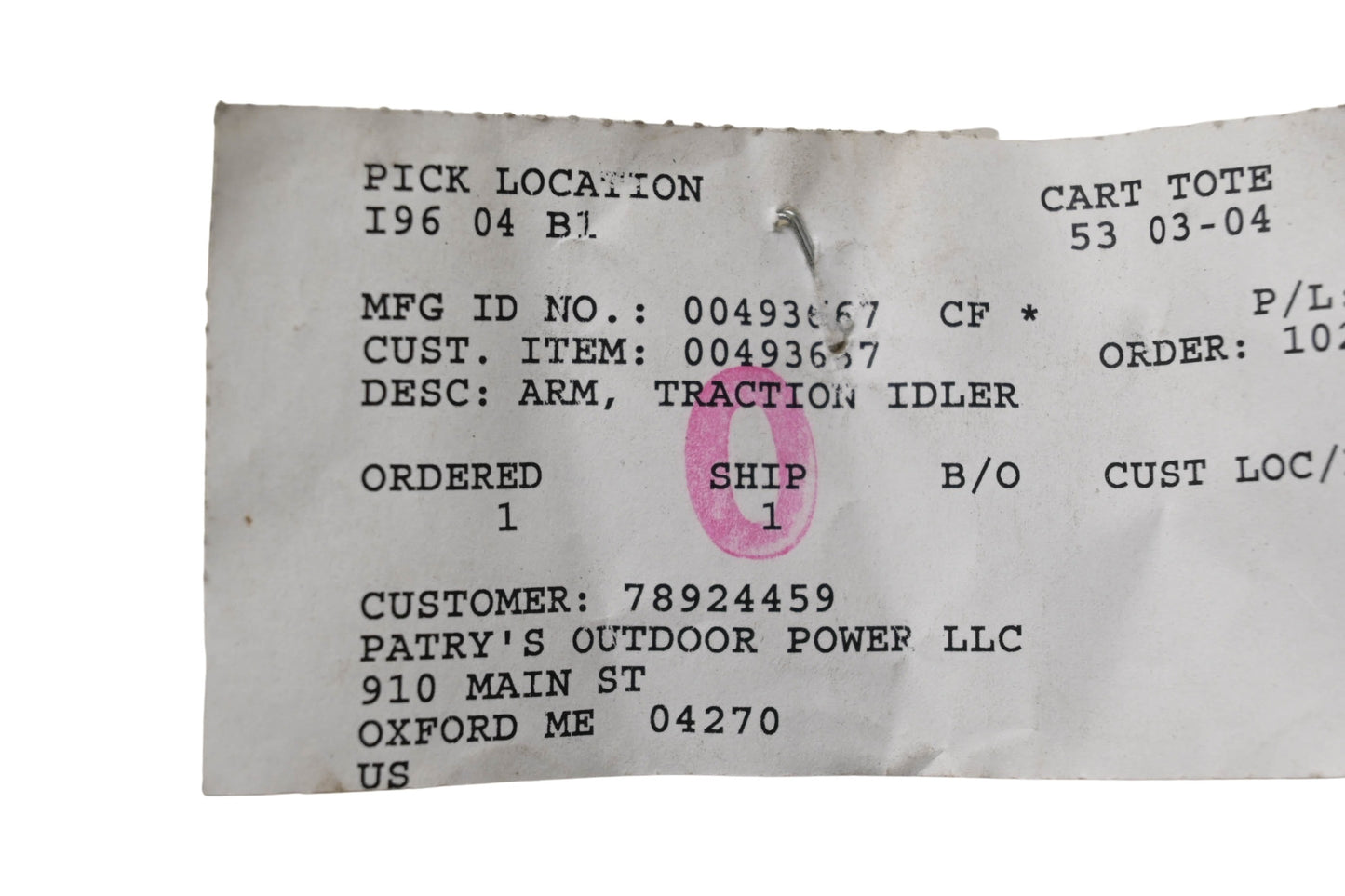Ariens 00493667, 00493600 Traction Idler Arm NOS