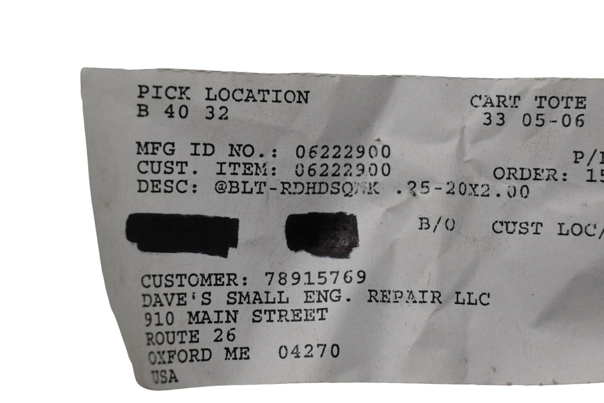 Ariens 06222900 Bolt NOS