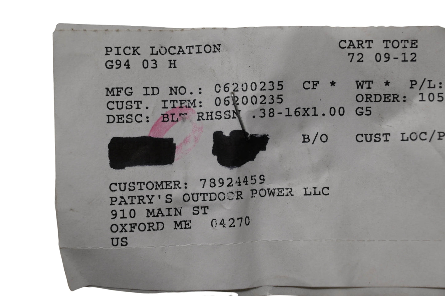 Ariens 06200235 Bolt NOS