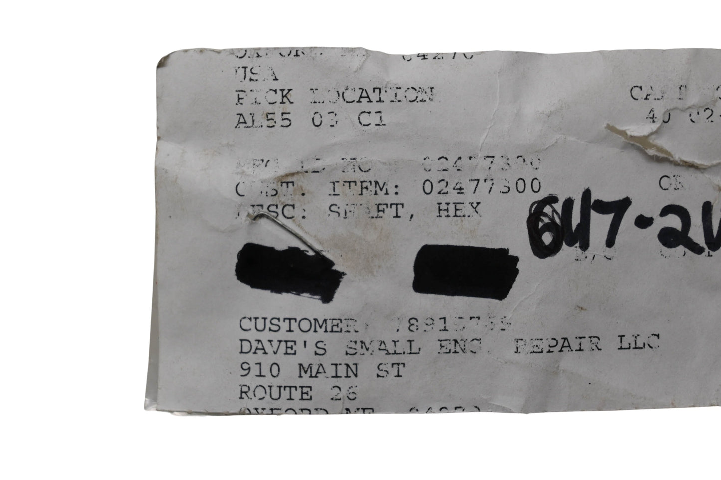 Ariens 02477300 Hex Shaft NOS