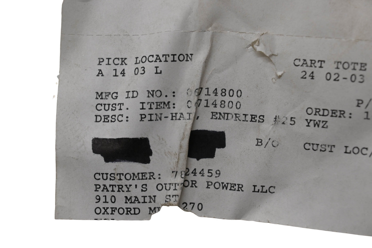 Ariens 06714800 Hair Pin NOS