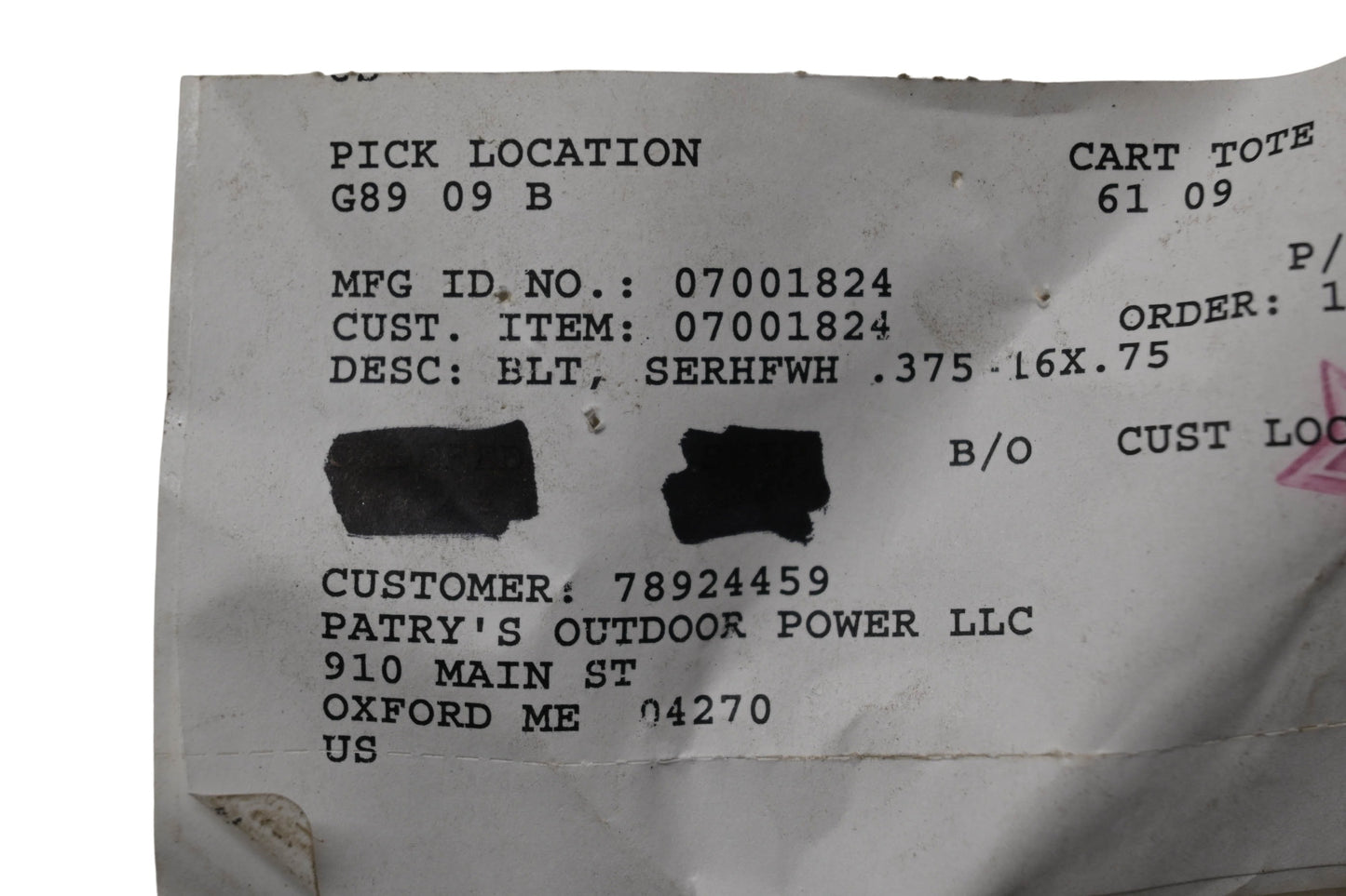Ariens 07001824 Flanged Whizlock Screw NOS