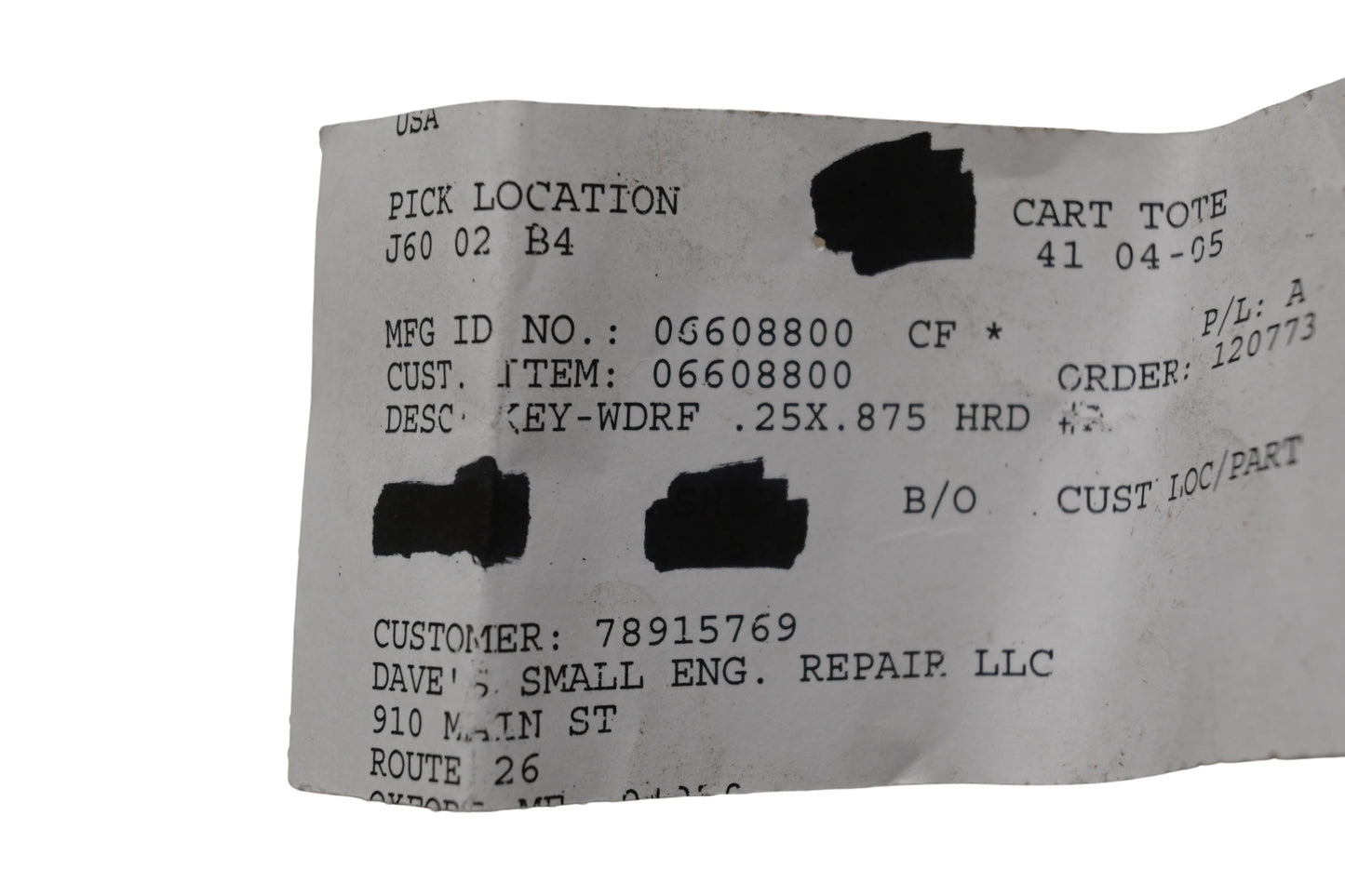 Ariens 06608800 Woodruff Key NOS