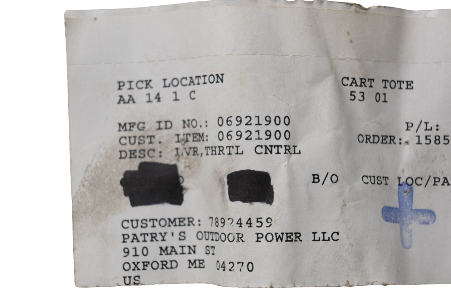 Ariens 06921900 Throttle Control Lever NOS