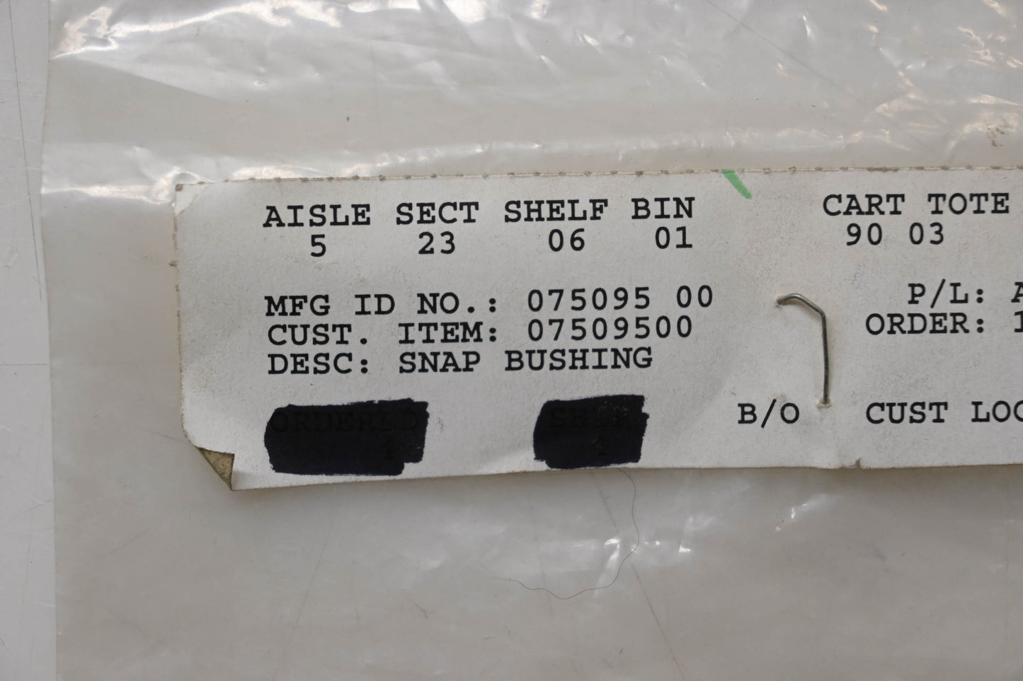 Ariens 07509500 Snap Bushing NOS