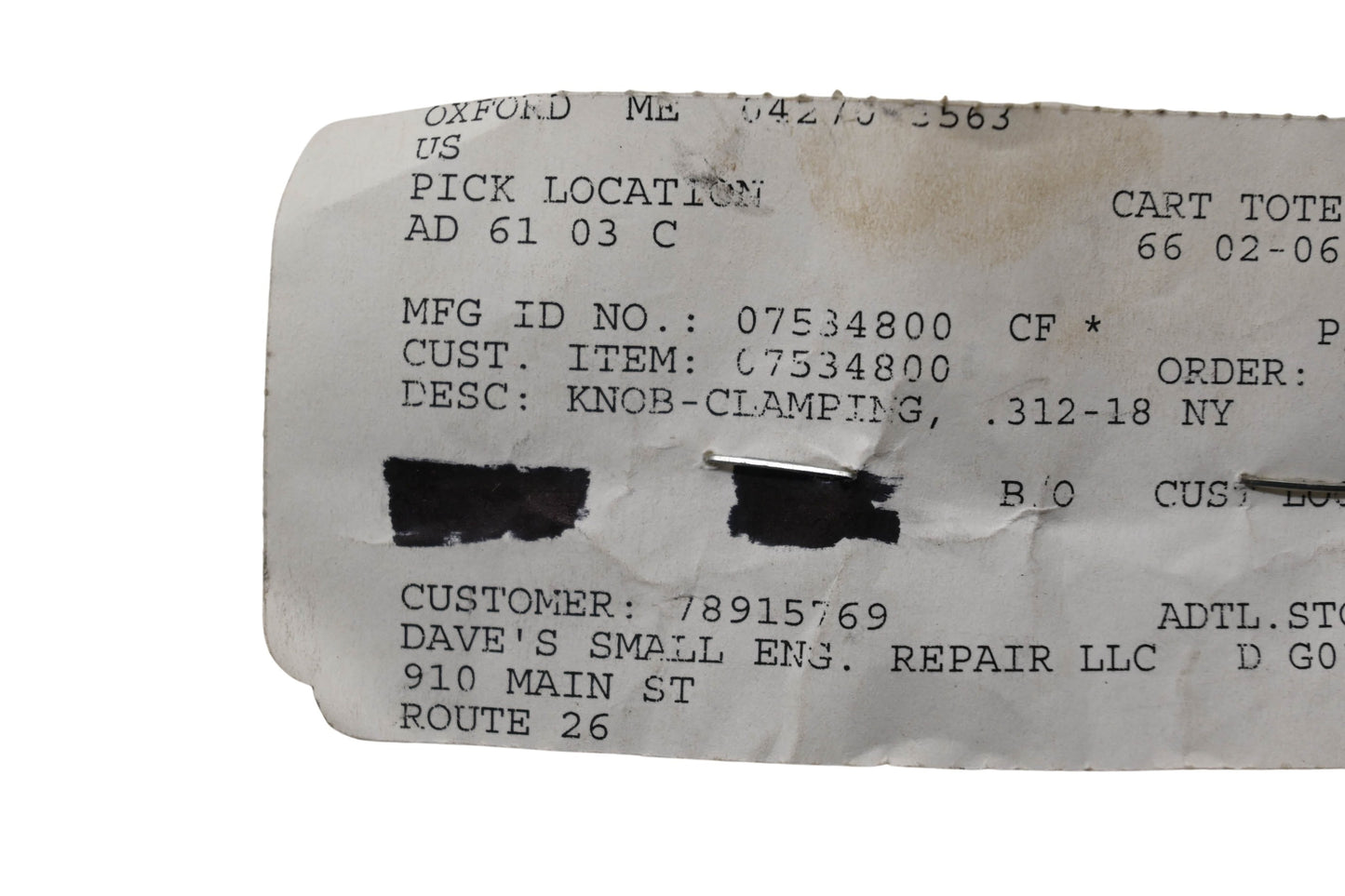 Ariens 07534800 Clamping Knob NOS