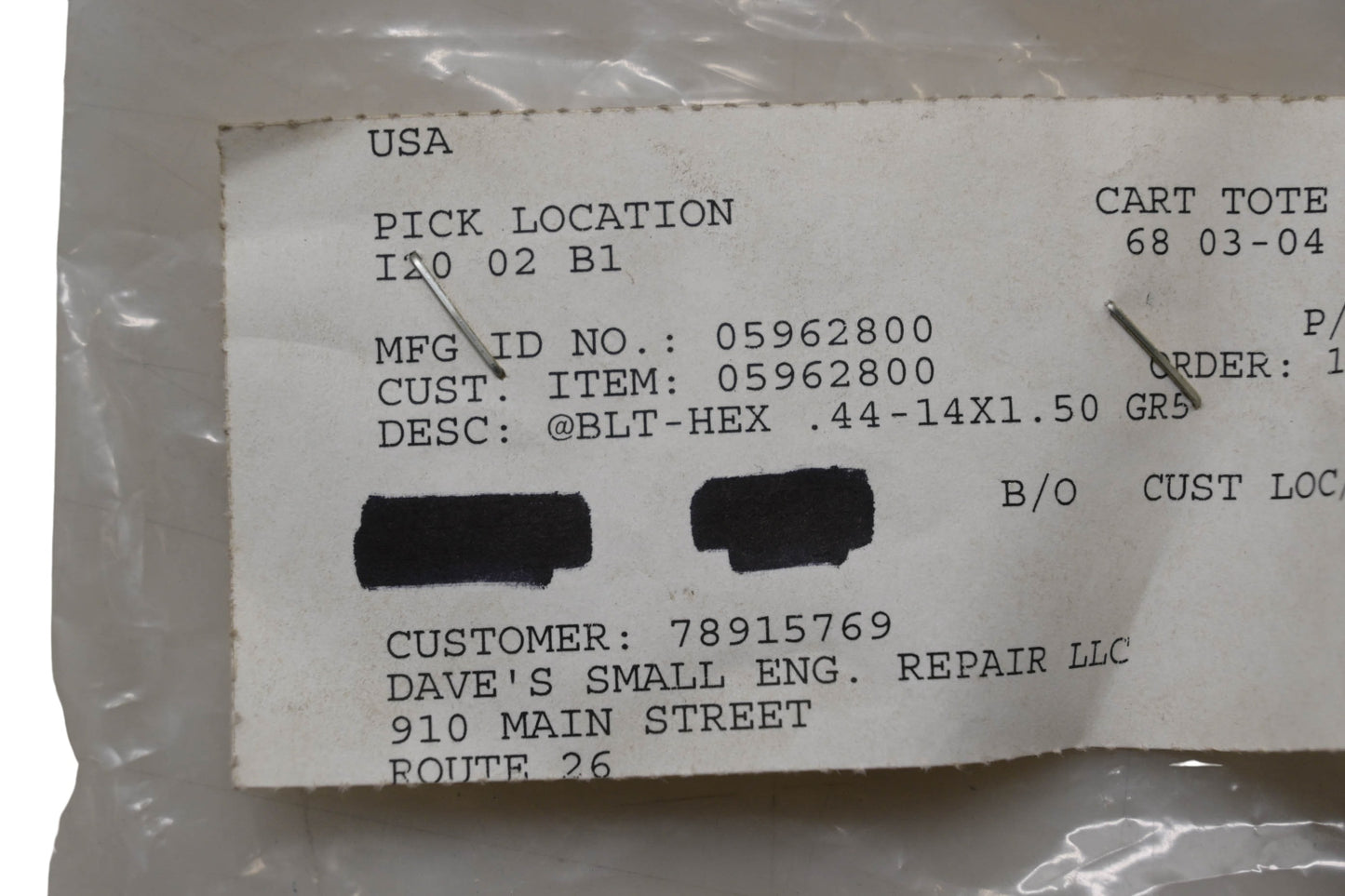 Ariens 05962800, 5901633 Hex Bolt NOS