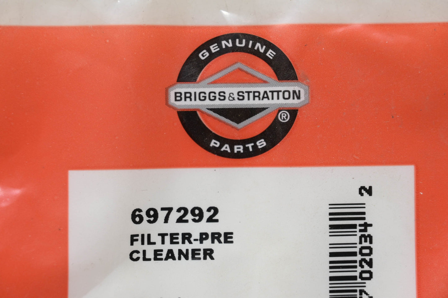 New OEM Briggs & Stratton 697292 Filter Pre-Cleaner NOS