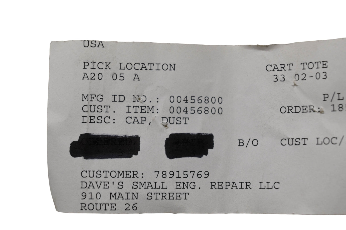 Ariens 00456800 Dust Cap NOS