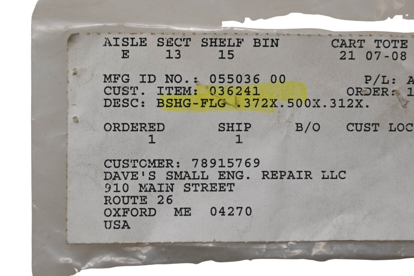 Ariens 05503600 Flange Bushing NOS