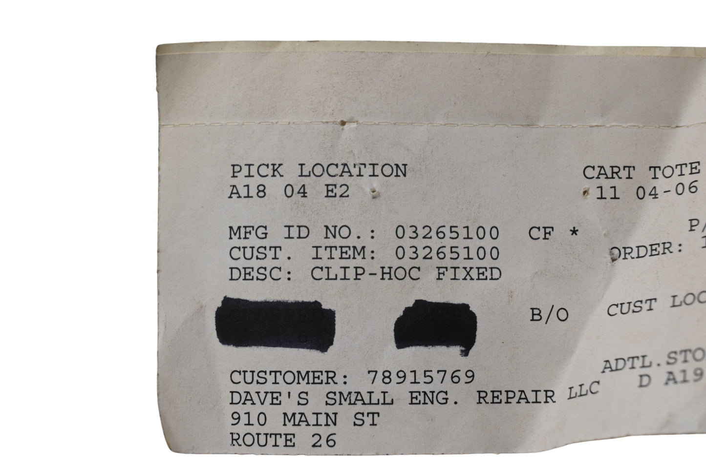 Ariens 03265100 Fixed Hoc Clip NOS
