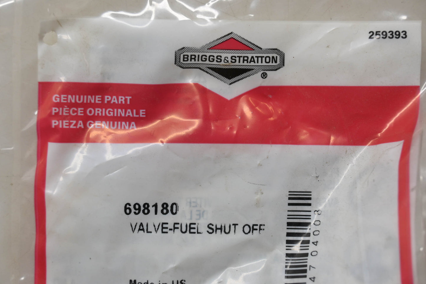 New OEM Briggs & Stratton 698180 Fuel Shut Off Valve NOS