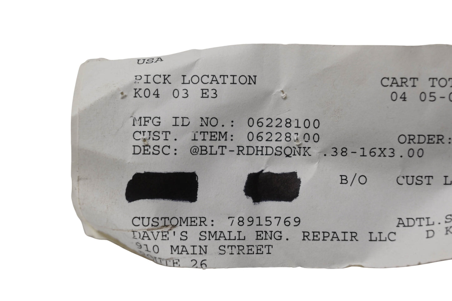 Ariens 06228100 Bolt RH NOS
