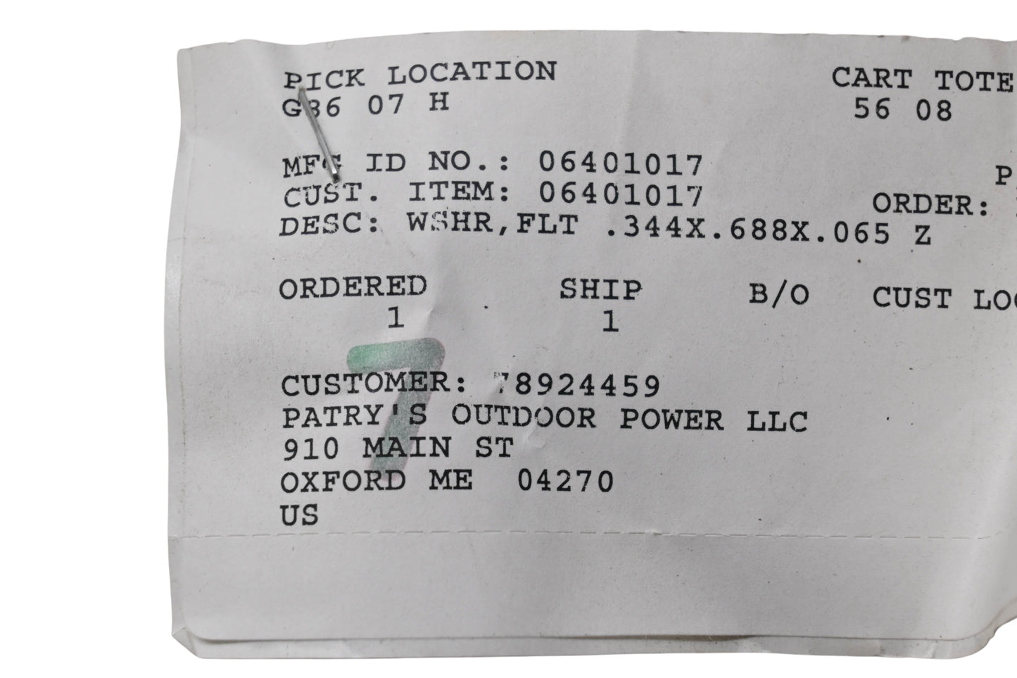 Ariens 06401017 .344x.688x.065 NOS