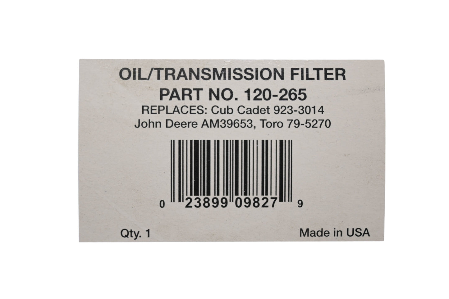 Stens 120-265, 923-3014, AM39653 Oil Transmission Filter NOS