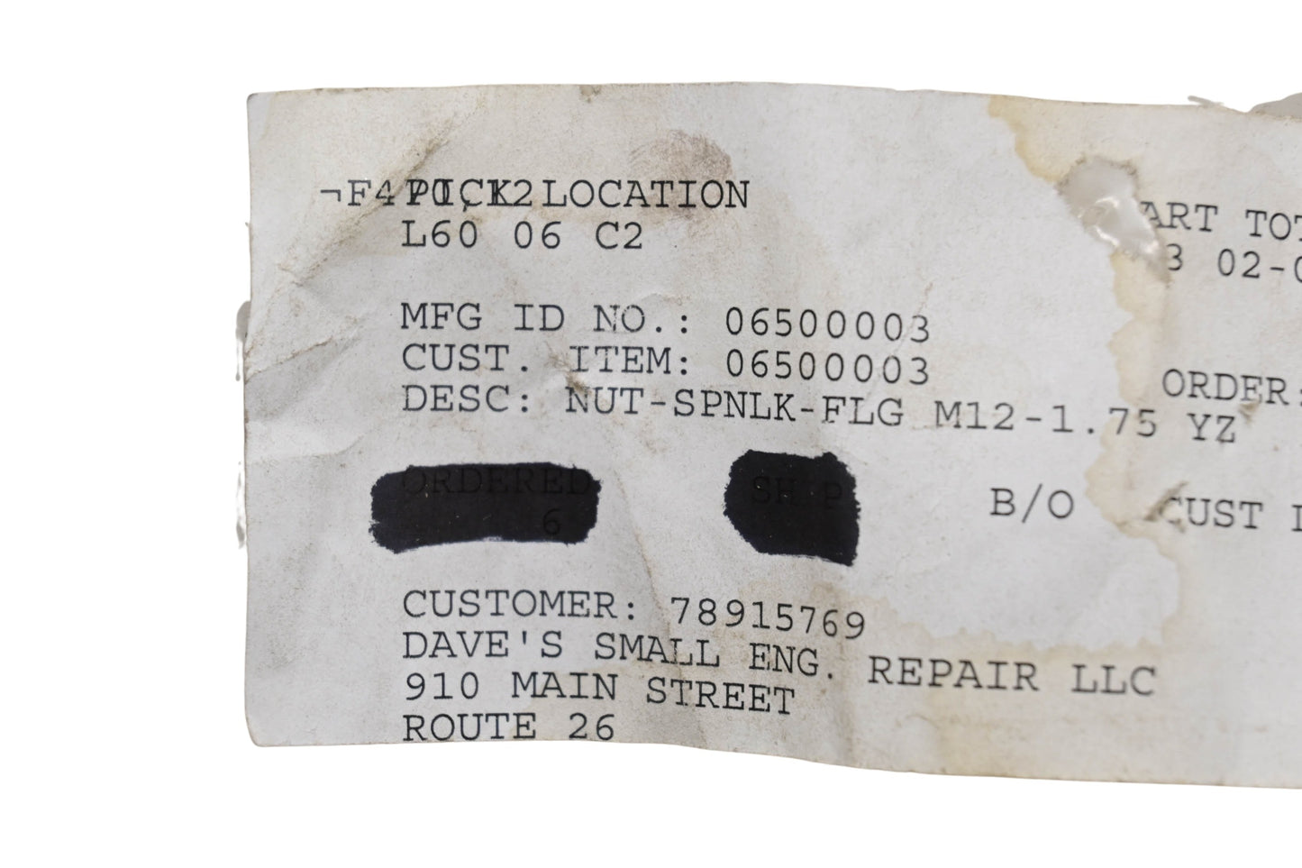 Ariens 06500003 Spin Lock Nut NOS