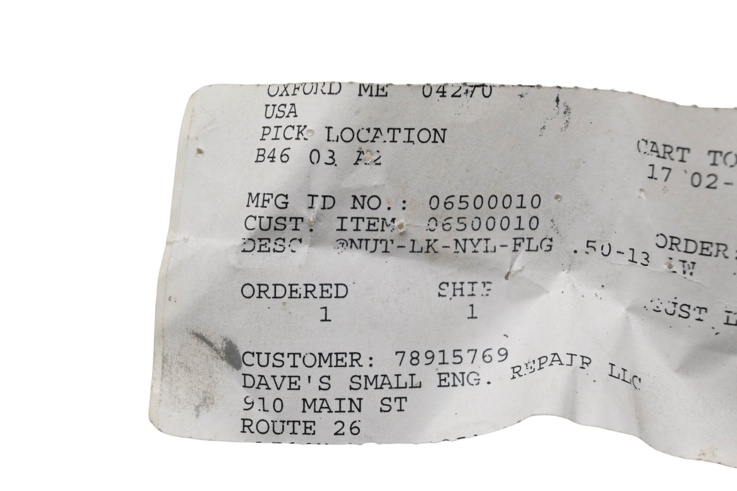 Ariens 06500010, 6500810 Nylock Flange Nut NOS
