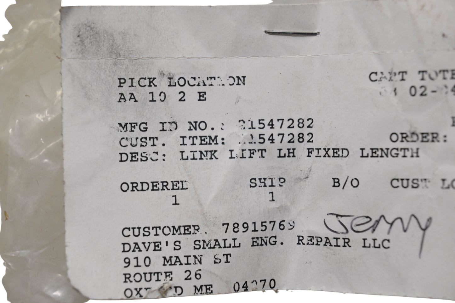 Ariens 21547282 Lift Link LH NOS
