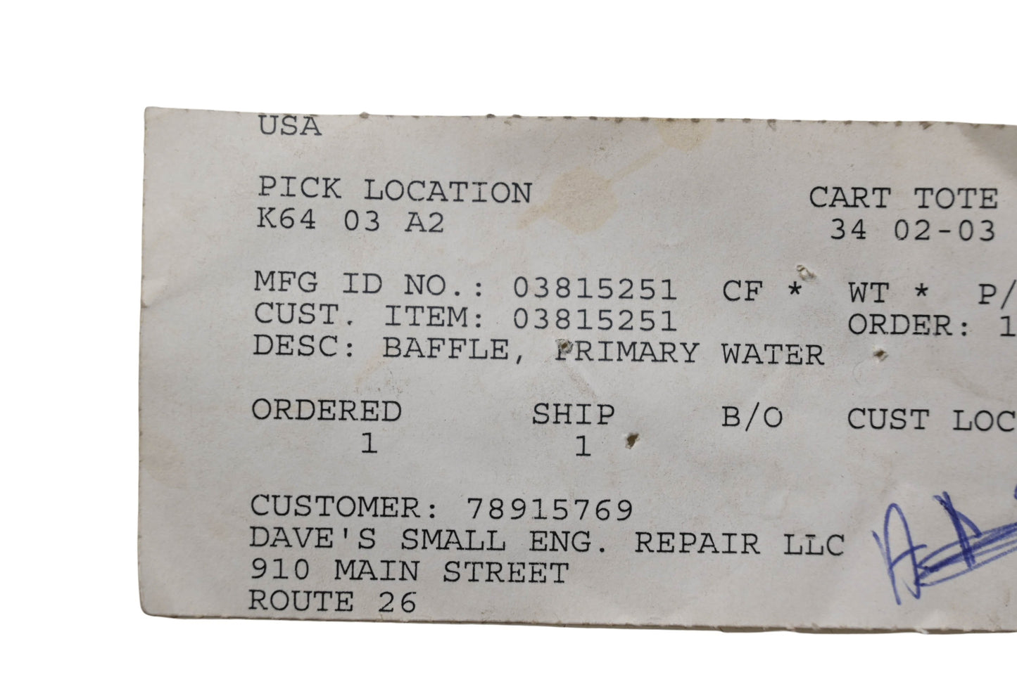 Ariens 03815251 Water Baffle NOS