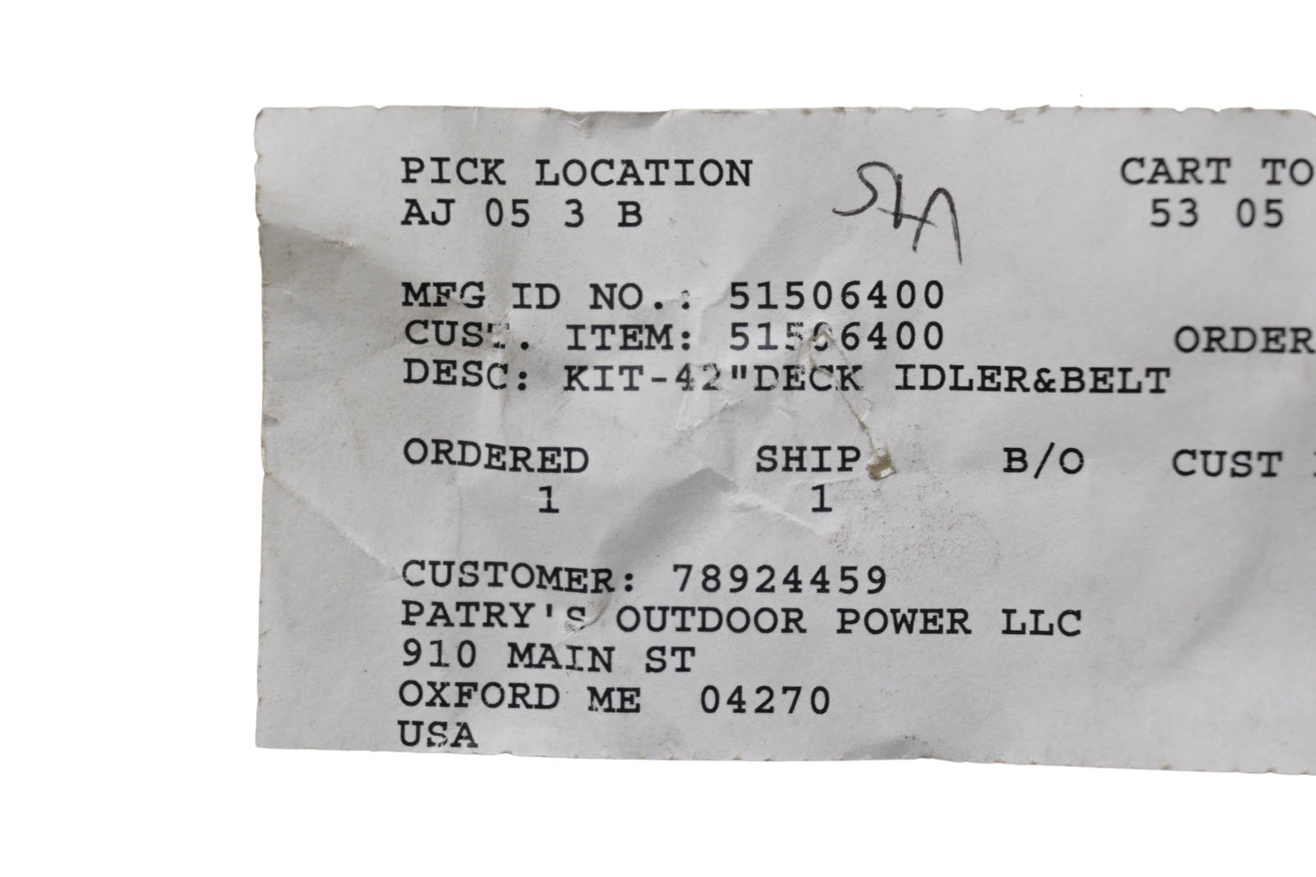 Ariens 51506400 Deck Idler & Belt Kit NOS
