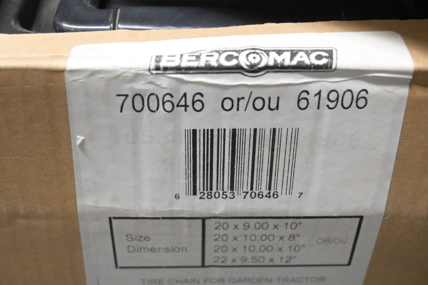 Bercomac 700646, 61906 Tire Chain for Garden Tractor NOS