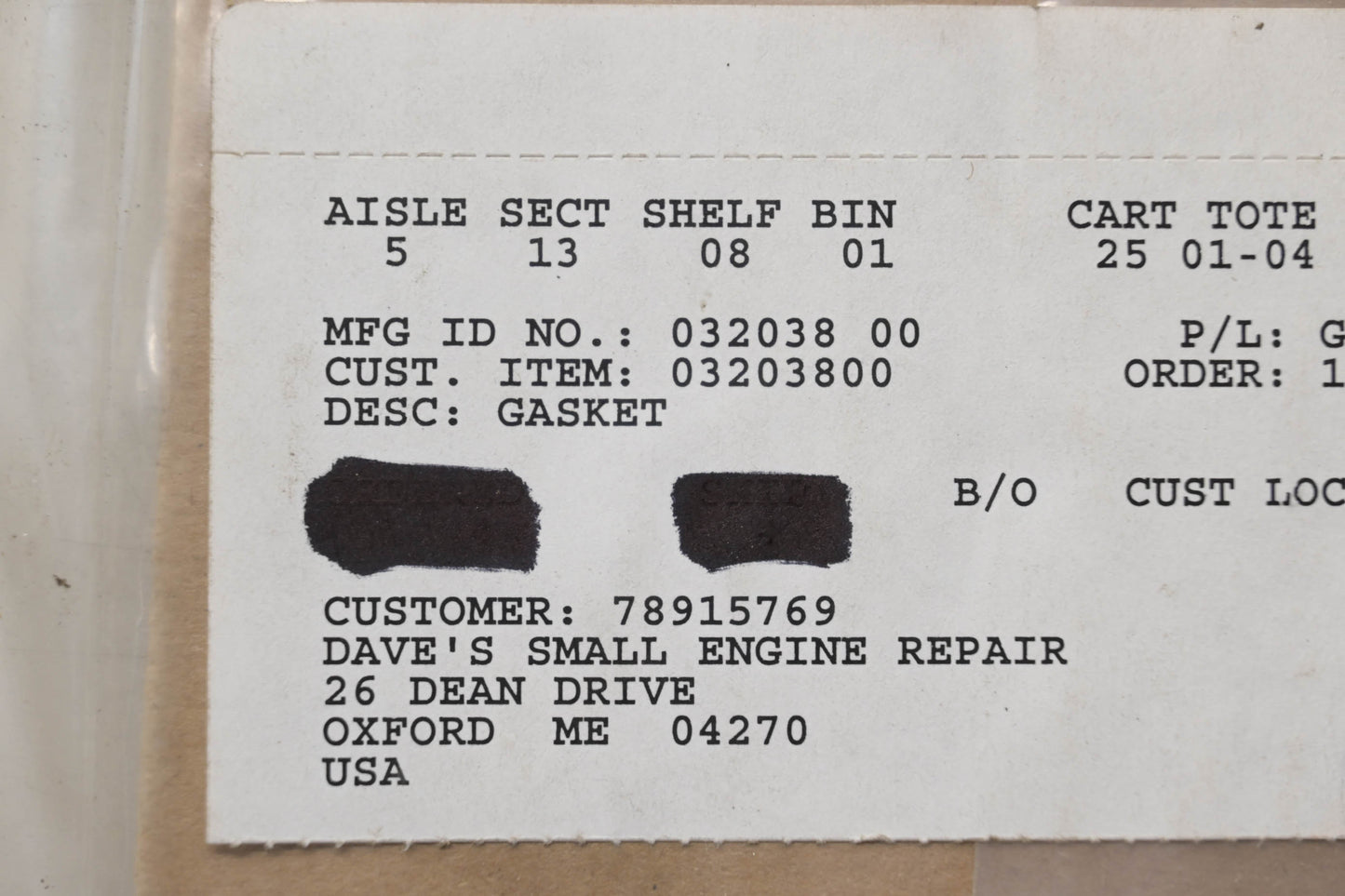 Ariens 03203800 Gasket NOS