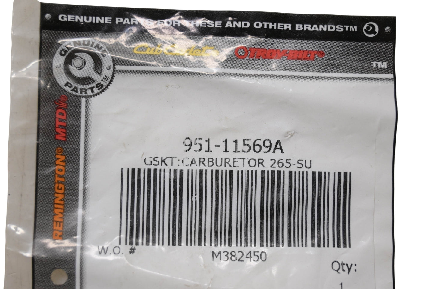 Cub Cadet 951-11569A Carburetor Gasket NOS