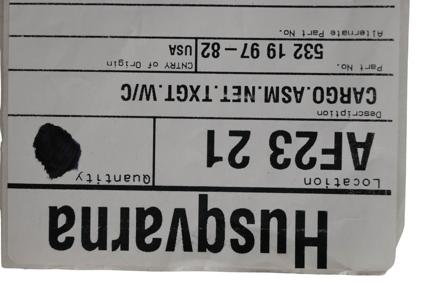 New OEM Husqvarna 532199782, 532 19 97-82 Cargo Assembly Net NOS