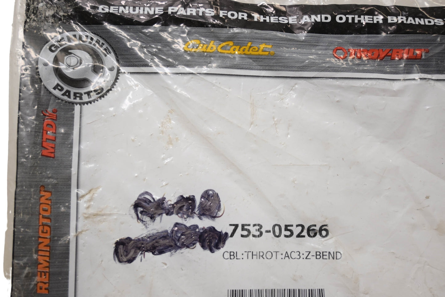 Cub Cadet 753-05266 Throttle Cable Assembly NOS