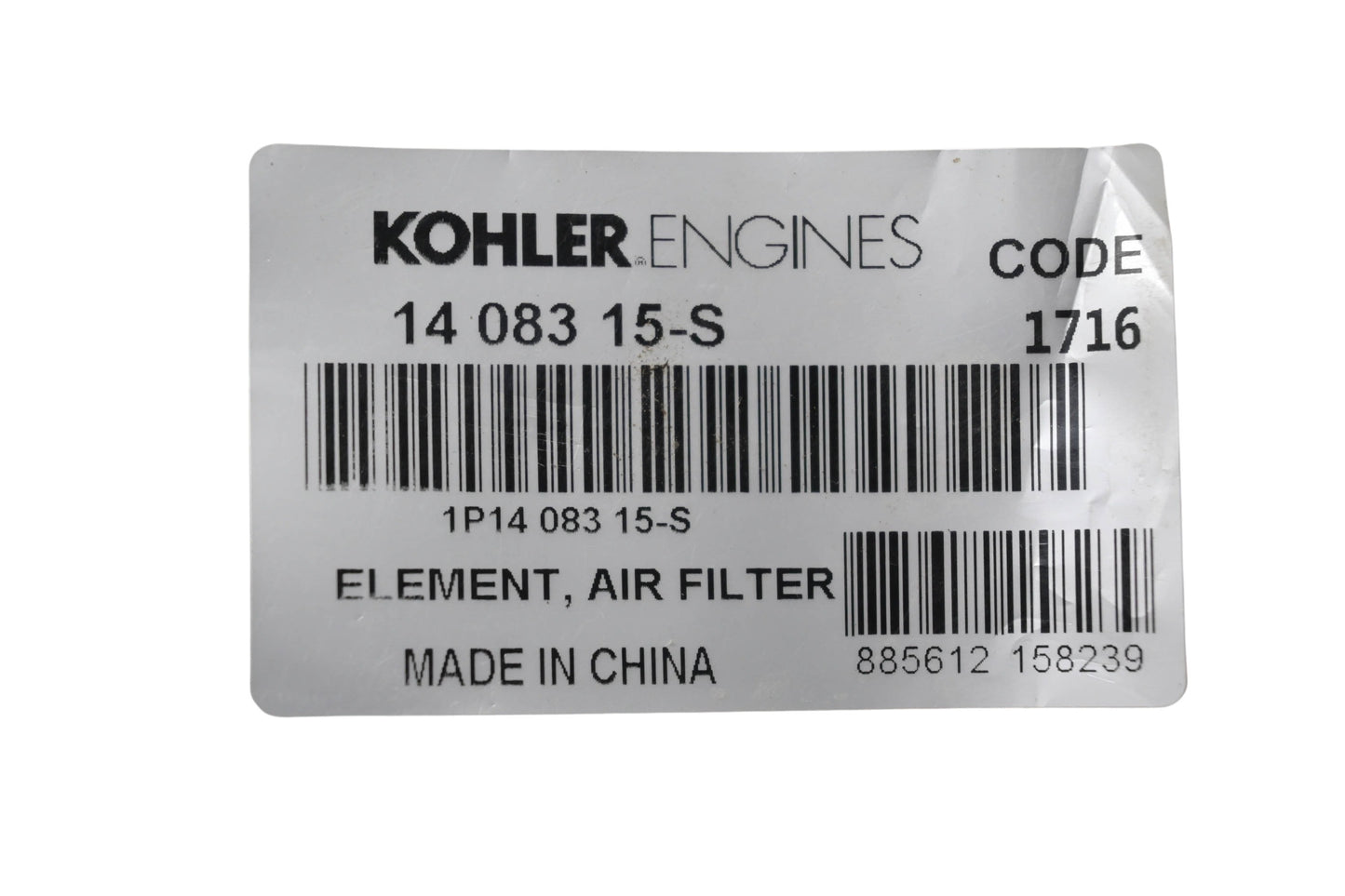 Kohler 14 083 15-S Air Filter Element NOS