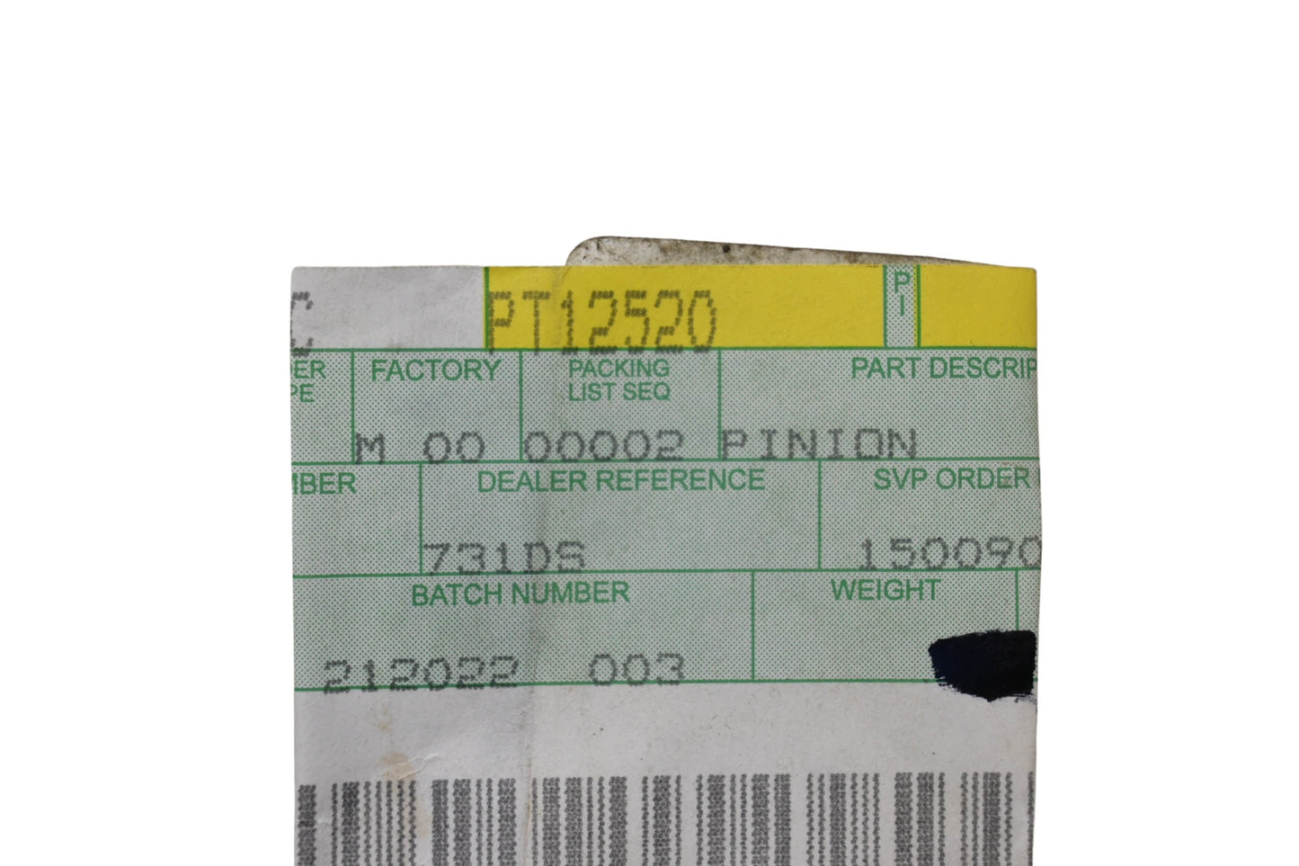New OEM John Deere PT12520 Pinion NOS