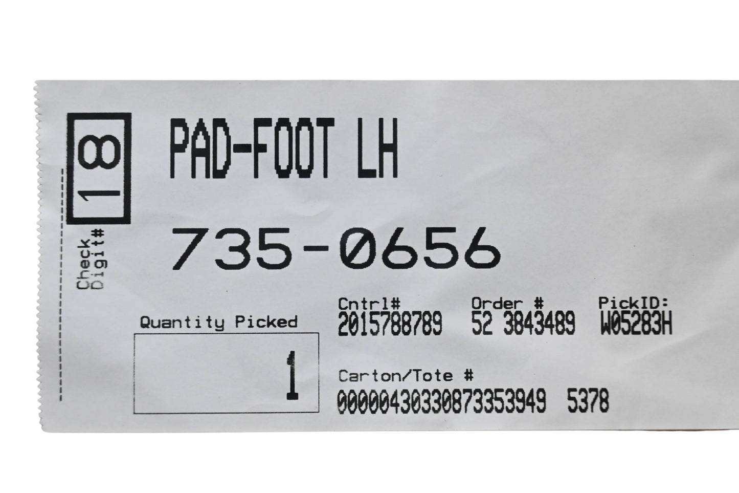 MTD 735-0656 Foot Pad Left Hand NOS