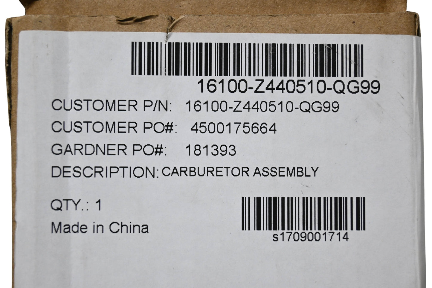 Homelite 16100-Z440510-QG99 Carburetor Assembly NOS