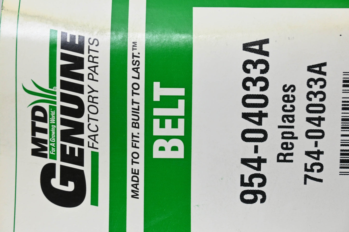 MTD 954-04033A, 754-04033A Belt NOS