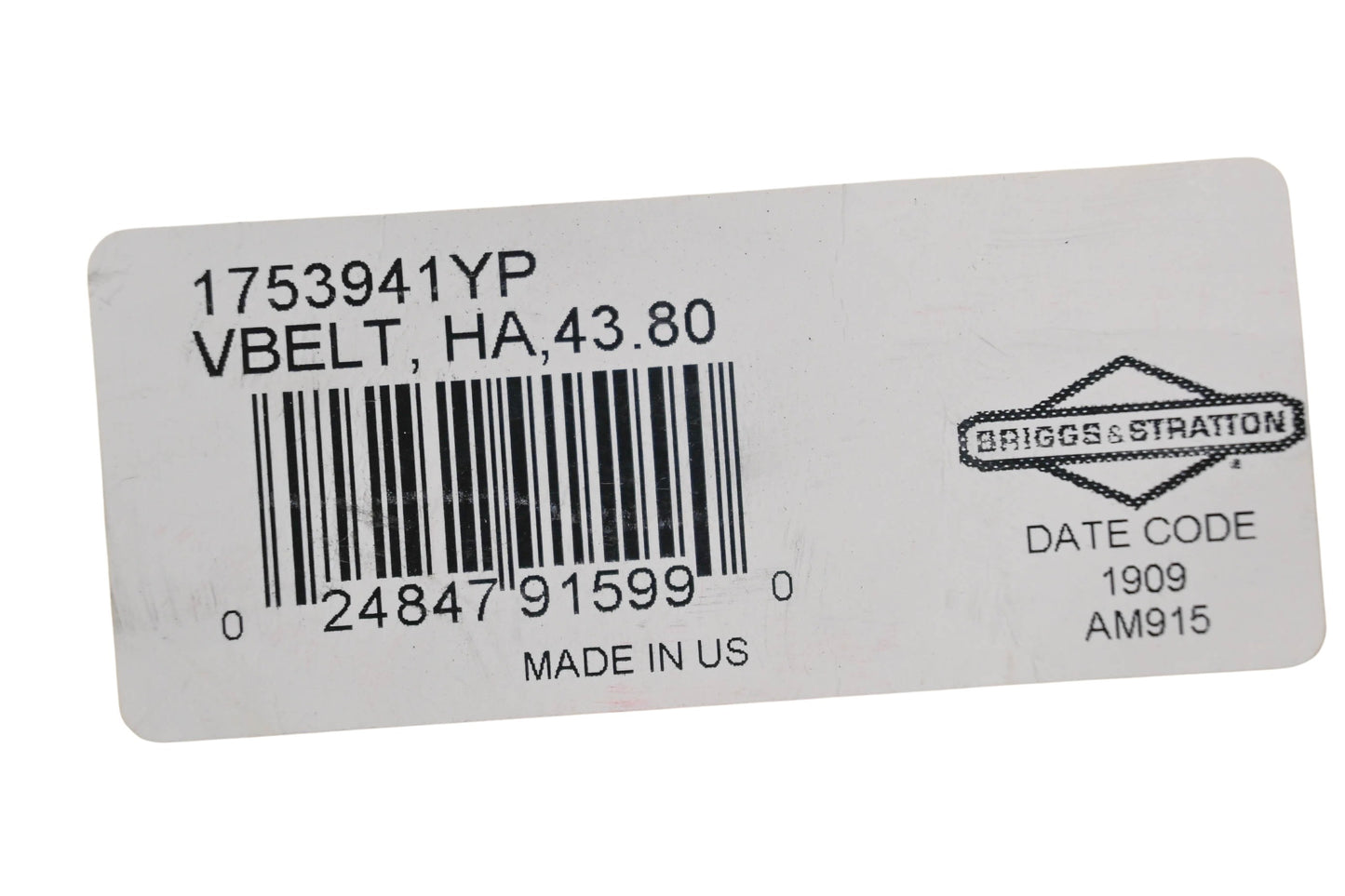 New OEM Briggs & Stratton 1753941YP V-Belt NOS