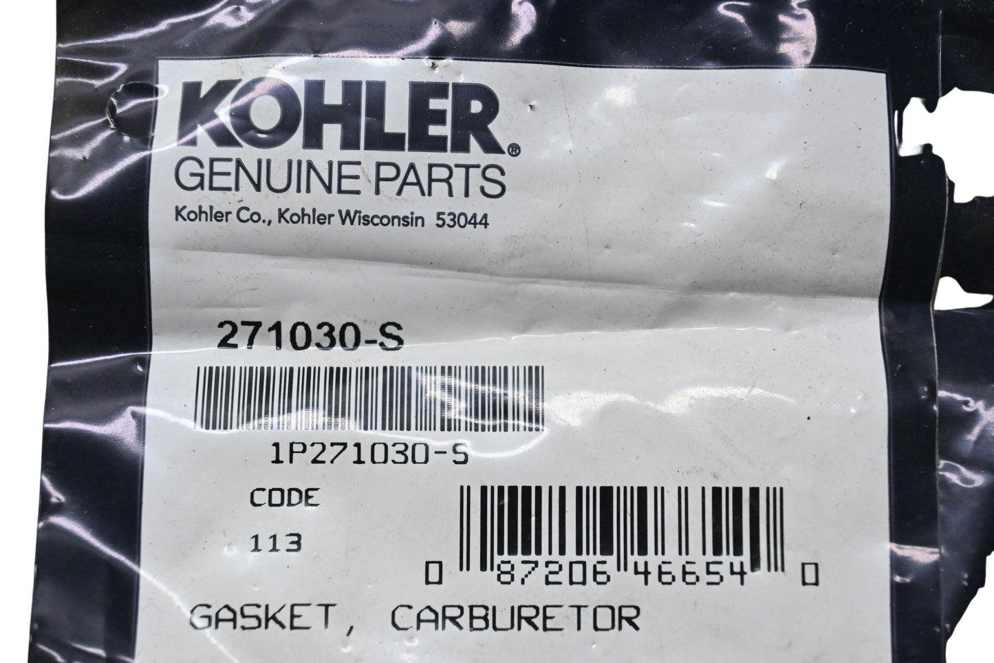 Kohler 271030-S Carburetor Gasket NOS
