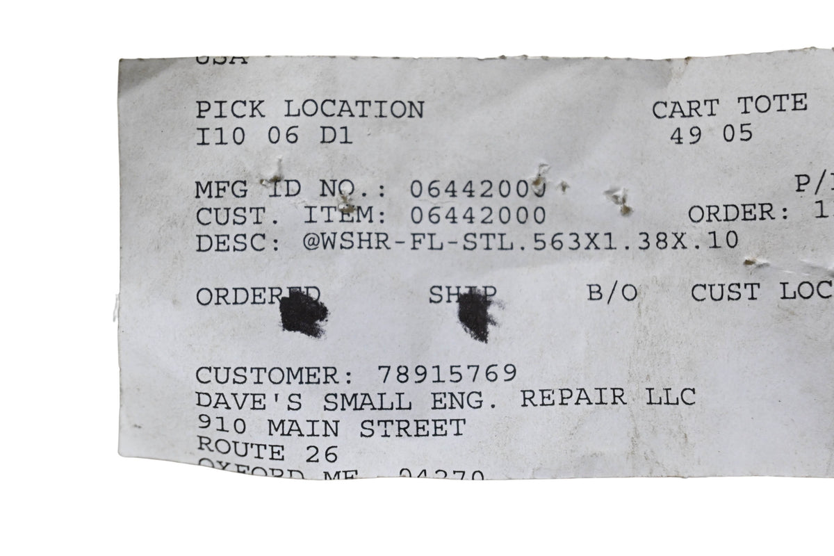 Ariens 06442000 Flat Steel Washer .563x1.38x.10 NOS