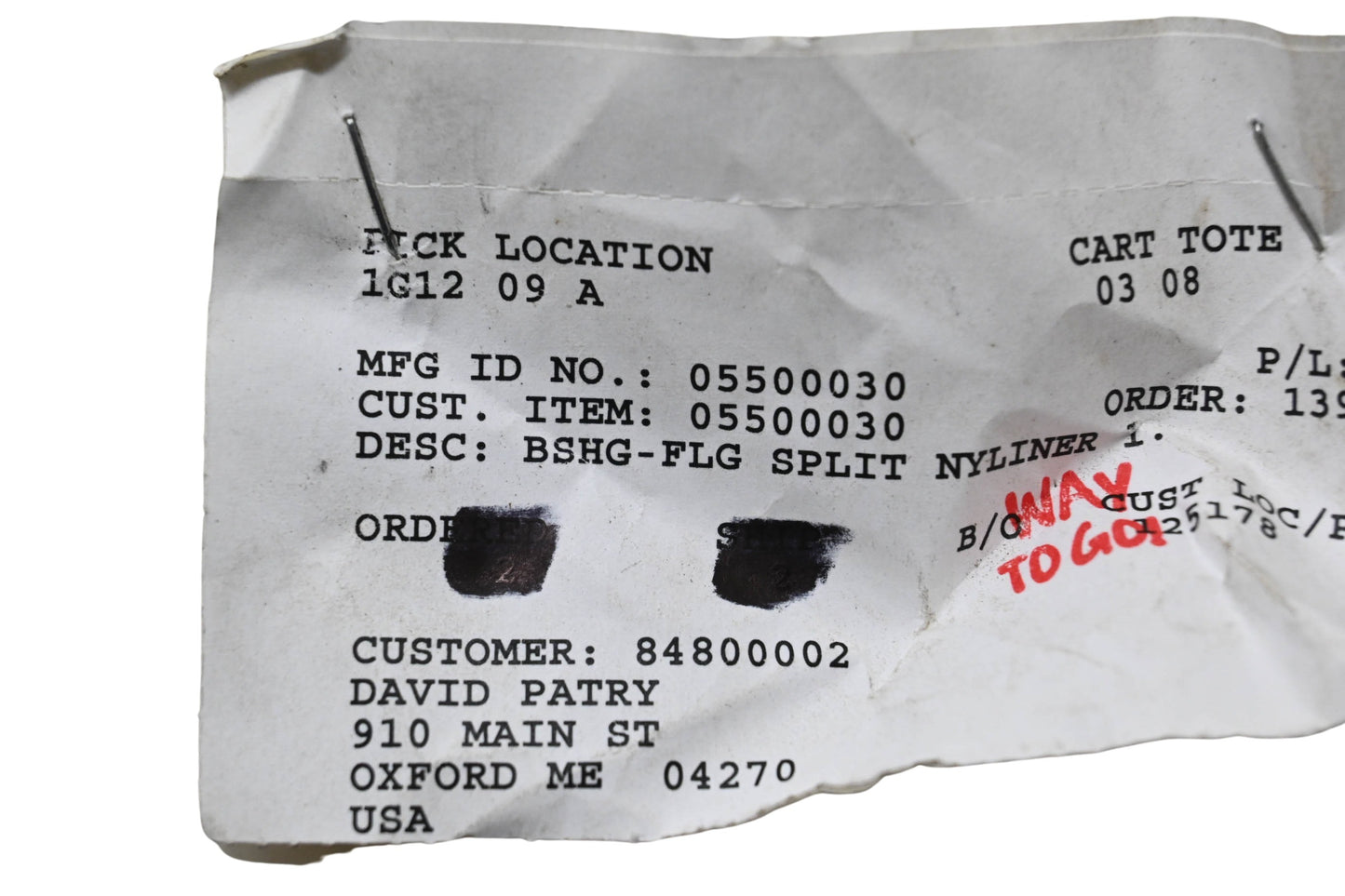 Ariens 05500030 Flange Bushing Split Nyliner NOS