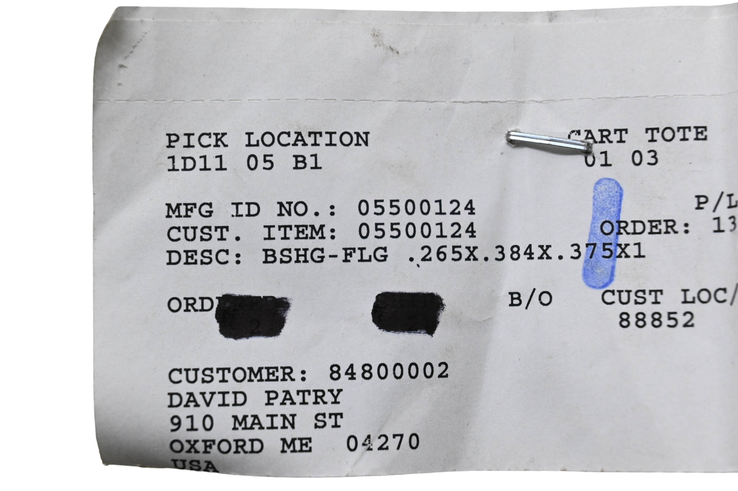Ariens 05500124 Flange Bushing .265x.384x.375x1.00 NOS
