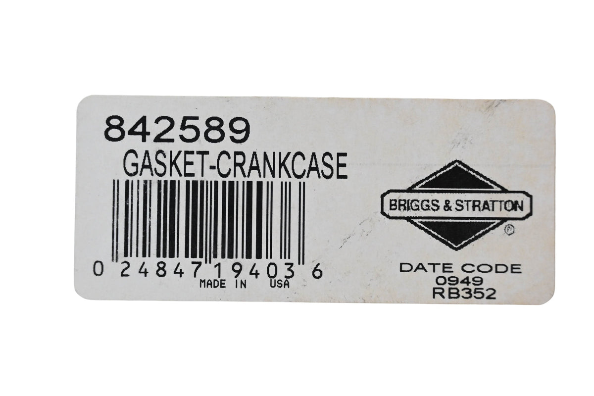 New OEM Briggs & Stratton 842589 Crankcase Gasket NOS