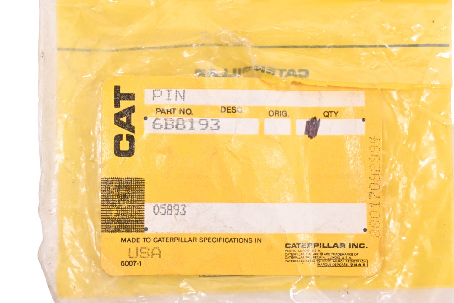 Caterpillar 6B8193, 6B-8193 Pin NOS