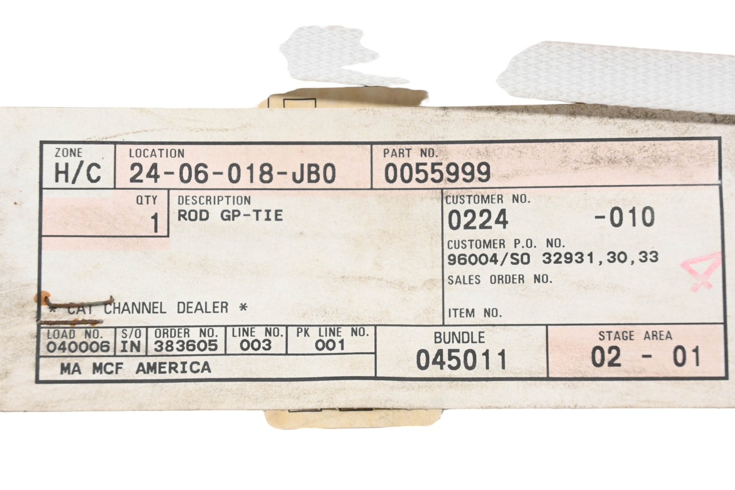 Caterpillar 0055999, 005-5999 Tie Rod Assembly NOS